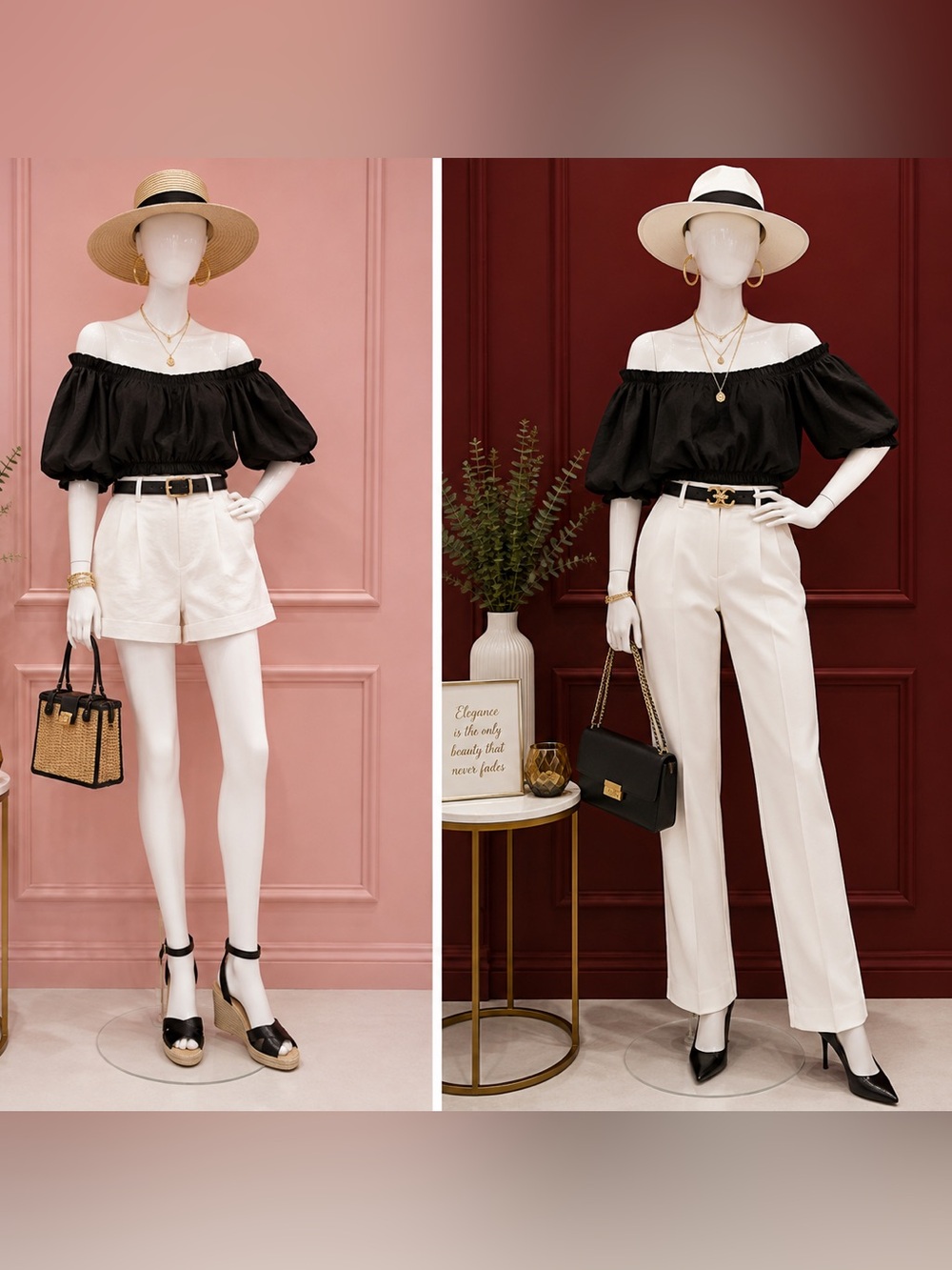 Banana Republic Black Linen Off-Shoulder Ruffle Crop Top